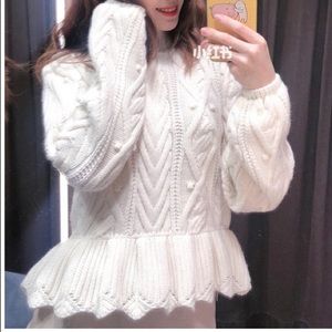 Cable knit Ivory Peplum Sweater